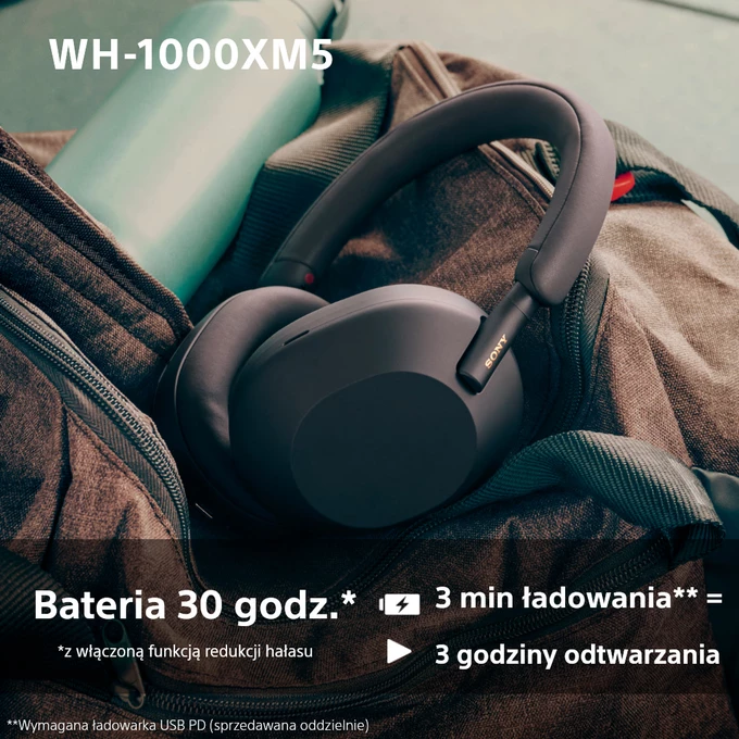 Sony WH-1000XM5 Noise Cancelling Black - Słuchawki wokółuszne