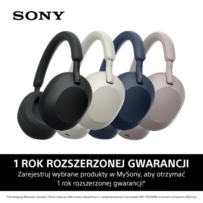 Sony WH-1000XM5 Noise Cancelling White - Słuchawki wokółuszne