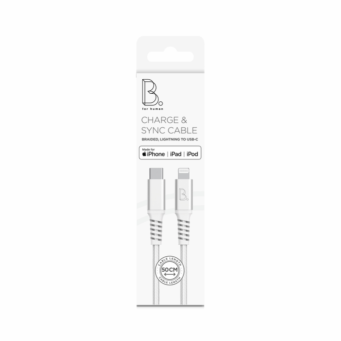 B.On Cotton USB-C Lightning 0,5m White - kabel lightning