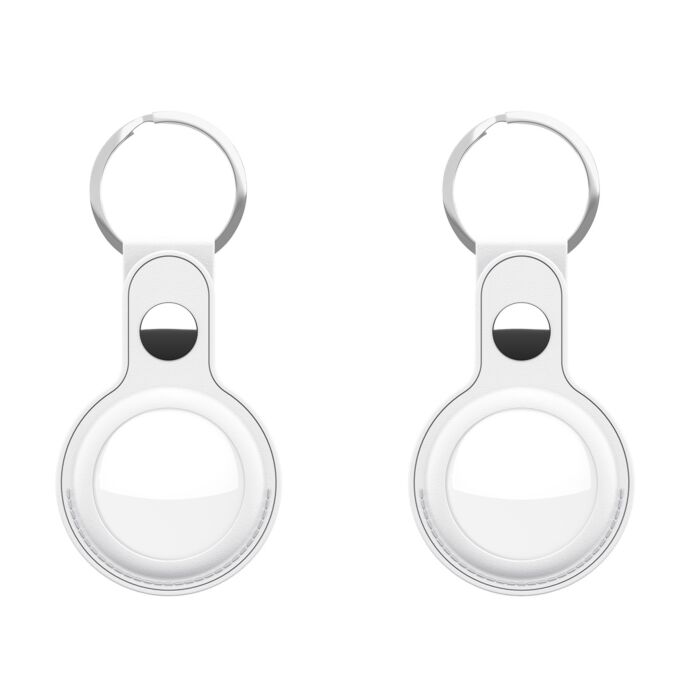 KeyBudz AirTag Keyring White - skórzane etui ochronne do AirTag 2-pak