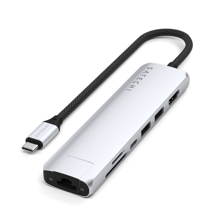 Satechi 7-in-1 USB-C Slim Multiport Adapter with Ethernet Srebrny - przejściówka USB-C
