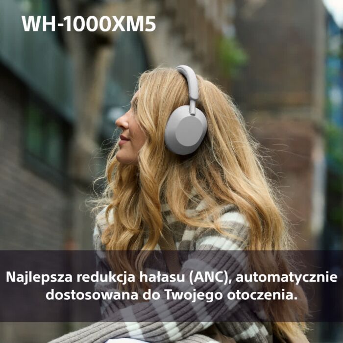 Sony WH-1000XM5 Noise Cancelling White - Słuchawki wokółuszne