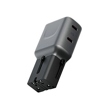 Energea TravelGo Adapter 65 2xUSB-C 65W gunmetal - Ładowarka sieciowa