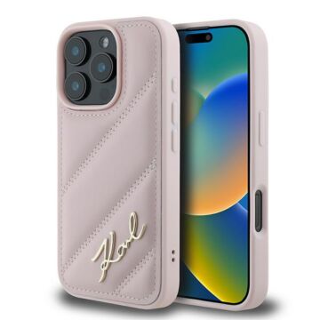 Karl Lagerfeld Quilted Signature iPhone różowy - etui iPhone 16 Pro Max