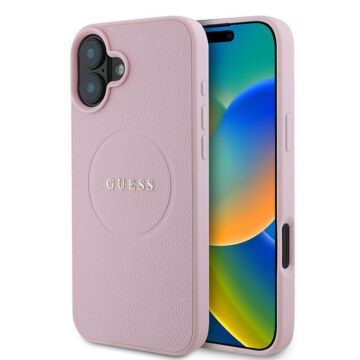 Guess Grained Ring MS różowy - etui iPhone 16 Plus