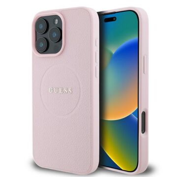 Guess Grained Ring MS różowy - etui iPhone 16 Pro