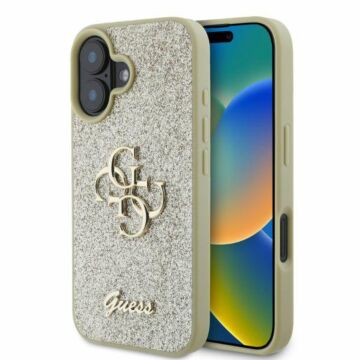 Guess Fixed Glitter Big 4G złoty - etui iPhone 16
