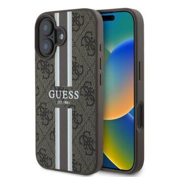Guess 4G Printed Stripes MS brązowy - etui iPhone 16 Plus
