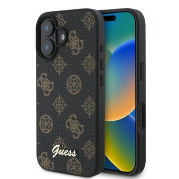 Guess PU Peony Script MS czarny - etui iPhone 16 Plus