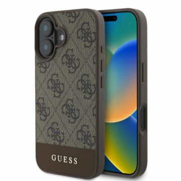 Guess 4G Bottom Stripe brązowy - etui iPhone 16