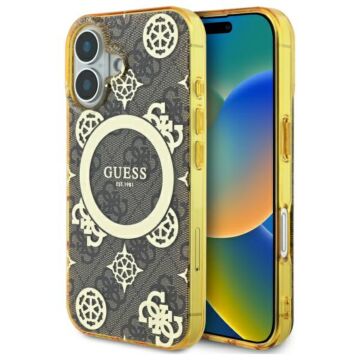 Guess IML Peony On 4G Background MS brązowy - etui iPhone 16