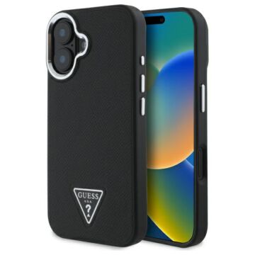 Guess Grained Triangle MS czarny - etui iPhone 16 Plus