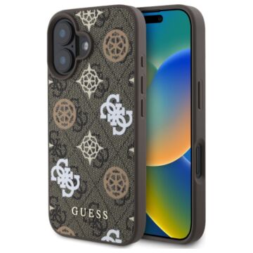 Guess Peony On 4G Background MS brązowy - etui iPhone 16
