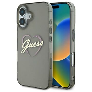 Guess IML Heart czarny - etui iPhone 16