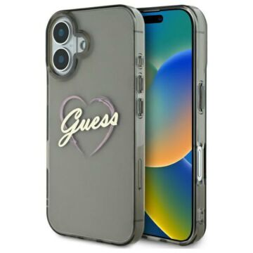 Guess IML Heart czarny - etui iPhone 16 Plus
