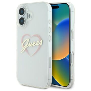 Guess IML Heart przeźroczysty - etui iPhone 16 plus