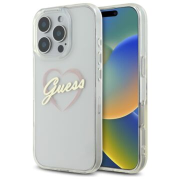 Guess IML Heart przeźroczysty - etui iPhone 16 Pro