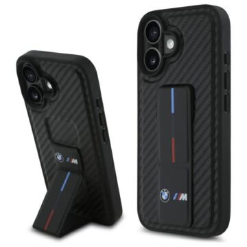 BMW M Grip Stand Smooth Carbon czarny - etui iPhone 16