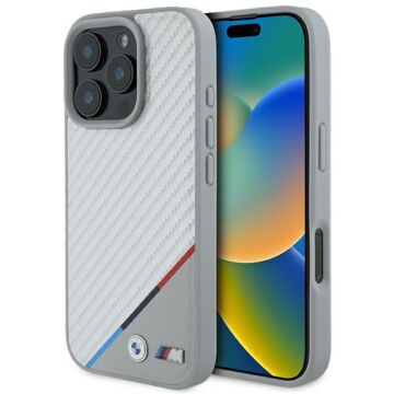BMW M Carbon Tricolor Line MS szary - etui iPhone 16 Pro