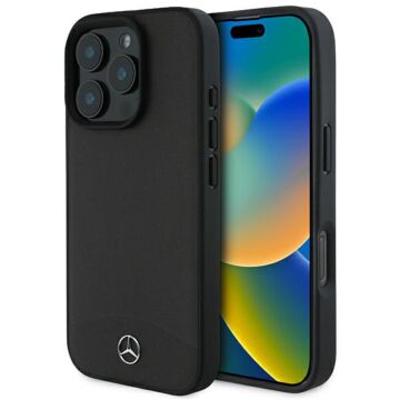 Mercedes Textured Leather MS czarny - etui iPhone 16 Pro Max