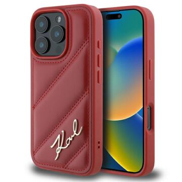 Karl Lagerfeld Quilted Signature czerwony - etui iPhone 16 Pro