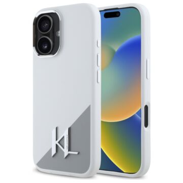 Karl Lagerfeld Silicone Initial Metal Logo MS biały - etui iPhone 16