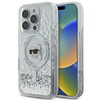 Karl Lagerfeld Liquid Glitter Karl Head MS przezroczysty - etui iPhone 16 Pro