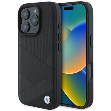 BMW Sign Leather Cross Lines czarny - etui iPhone 16 Pro