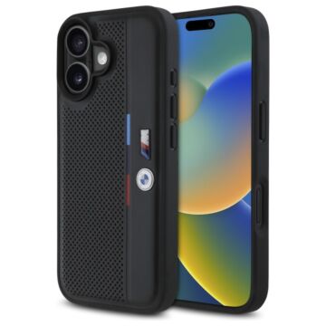 BMW M Perforated Tricolor czarny - etui iPhone 16