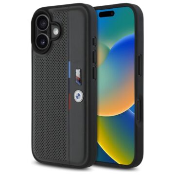 BMW M Perforated Tricolor antracyt - etui iPhone 16