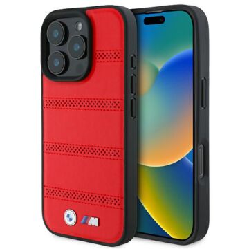 BMW M Perforated Stitched Line MS czerwony - etui iPhone 16 Pro