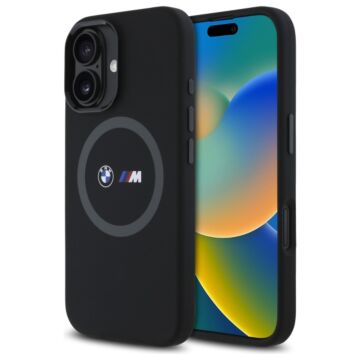 BMW M Silicone Printed Ring MS czarny - etui iPhone 16