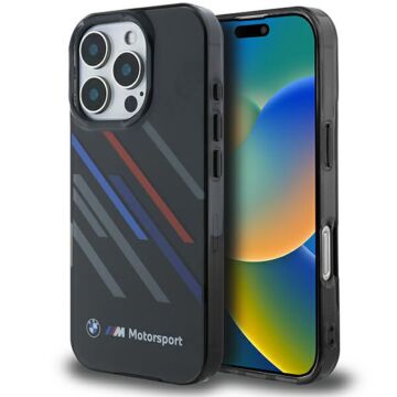 BMW Motorsport IML Stripes czarny - etui iPhone 16 Pro Max