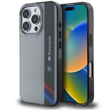 BMW Motorsport IML Vertical Stripe szary - etui iPhone 16 Pro