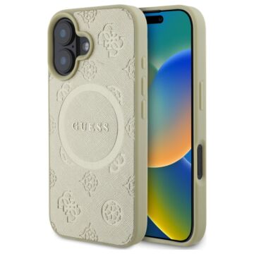 Guess Saffiano Peony MS złoty - etui iPhone 16