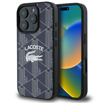 Lacoste Monogram Vintage Logo MS granatowy - etui iPhone 16 Pro