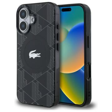 Lacoste IML Blend Monogram MS czarny - etui iPhone 16 Plus