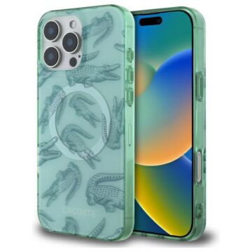 Lacoste IML Croc MS amande - etui iPhone 16 Pro Max