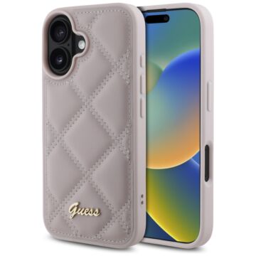 Guess Quiled Metal Logo różówy - etui iPhone 16
