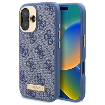 Guess 4G Logo Plate MS niebieski - etui iPhone 16 Plus