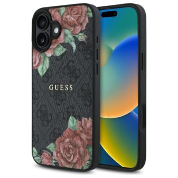 Guess 4G Flowers Print MS czarny - etui iPhone 16