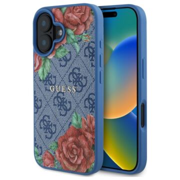 Guess 4G Flowers Print MS niebieski - etui iPhone 16
