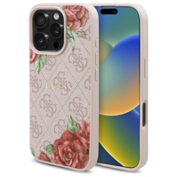 Guess 4G Flowers Print MS różowy - etui iPhone 16 Pro Max
