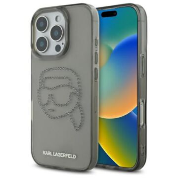 Karl Lagerfeld IML Rhinestones Karl Head iPhone czarny - etui iPhone 16 Pro Max