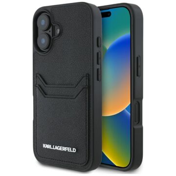 Karl Lagerfeld HC Grained PU Cardslot Metal Elong czarny - etui iPhone 16