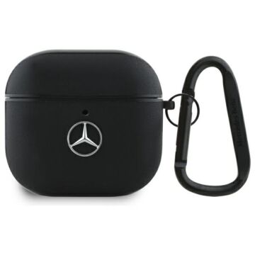 Mercedes Leather Metal Logo czarny - etui AirPods 4