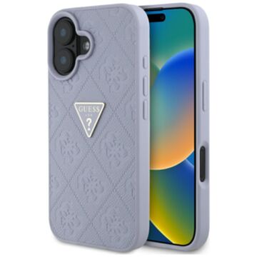 Guess Hot Stamp 4G Pattern Triangle Metal Logo fioletowy - etui iPhone 16