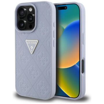 Guess Hot Stamp 4G Pattern Triangle Metal Logo fioletowy - etui iPhone 16 Pro Max