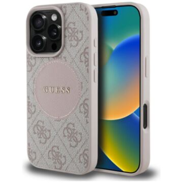 Guess 4G Circle Classic Logo MS różowy - etui iPhone 16 Pro