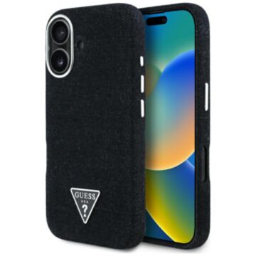 Guess Denim Triangle Logo MS czarny - etui iPhone 16
